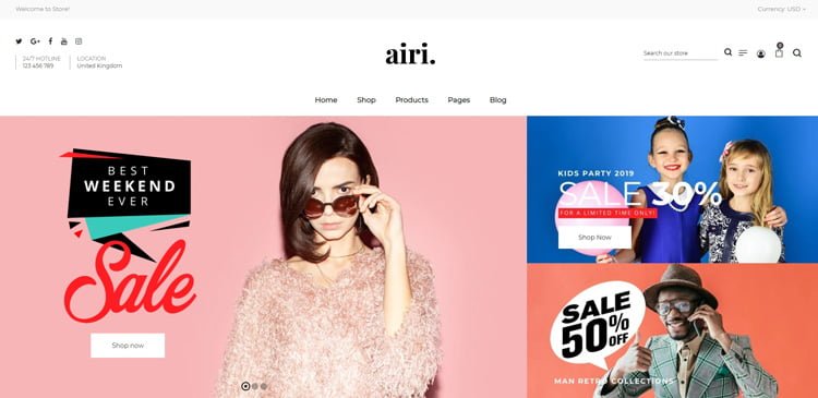 Airi minimalistic Shopify theme