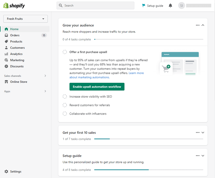 Log in to your Shopify store's admin dashboard.