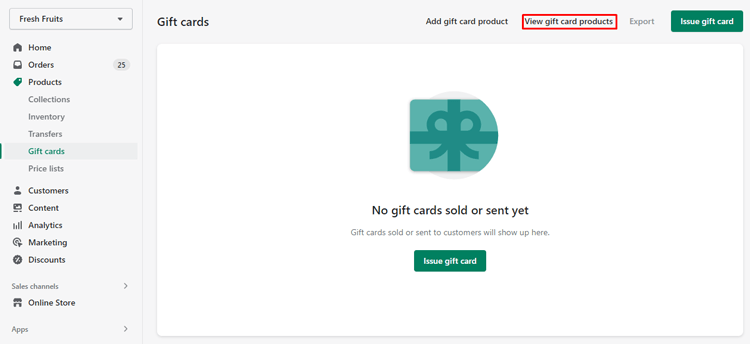 View Gift Card Products