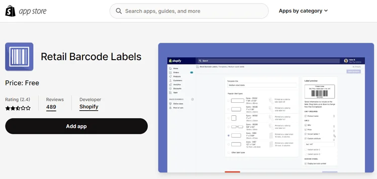 Retail Barcode Labels App