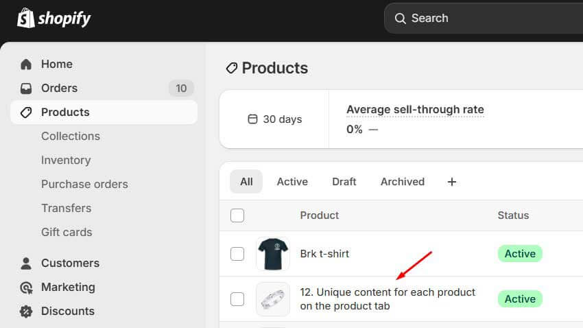 Open the product you want to edit.
