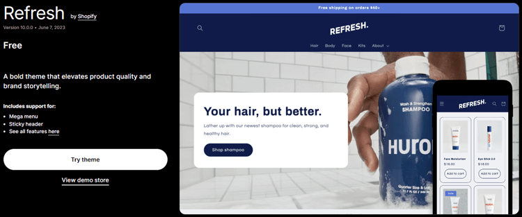 Refresh Shopify Free Theme