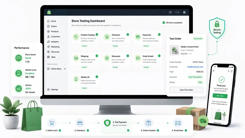 Shopify store testing checklist before launch