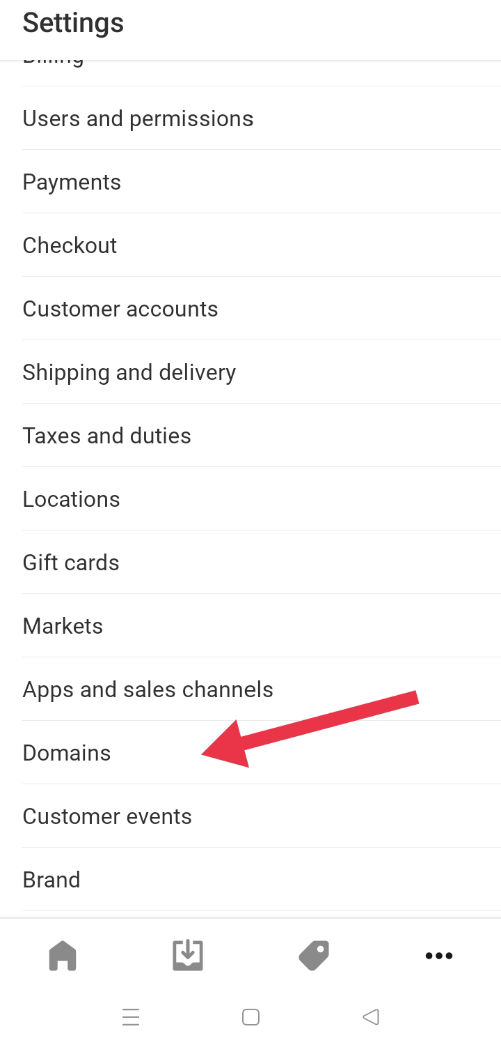 Go to the "Domains" section