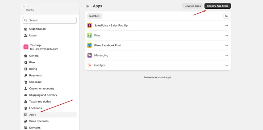 Click on Shopify App Store