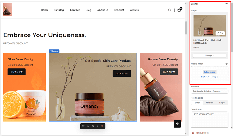 Upload the Sale Banner Image