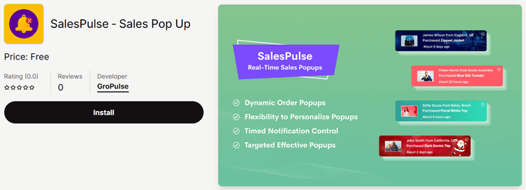 SalesPulse Sales Pop Up