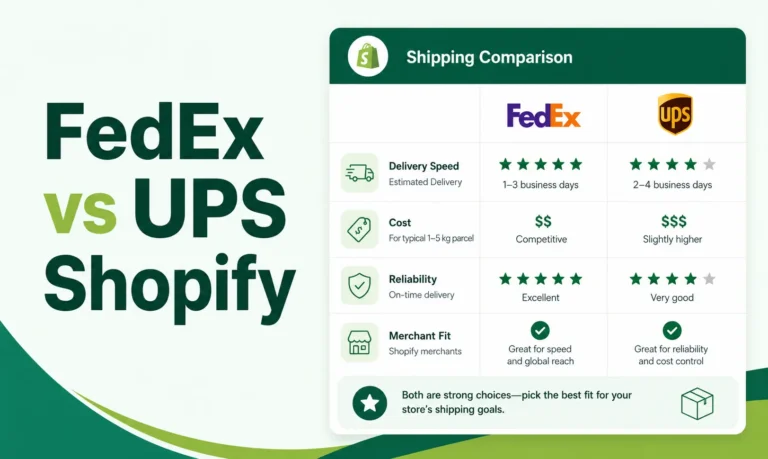 ShopiBuffet thumbnail comparing FedEx and UPS for Shopify merchants in 2026.
