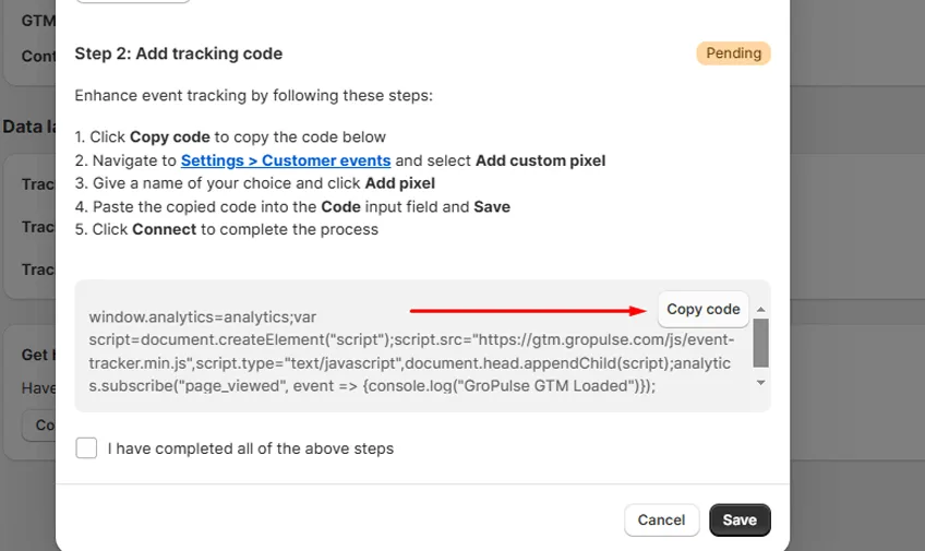 Click on the Copy Code Button