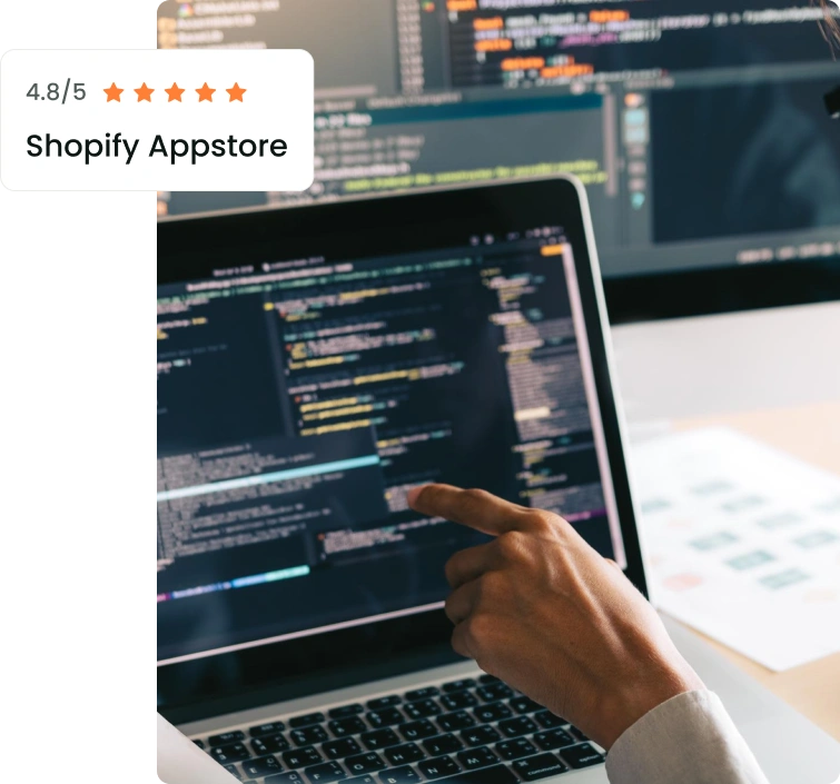 CodeUp app interface showing code editor for adding tracking pixels and scripts without breaking Shopify store