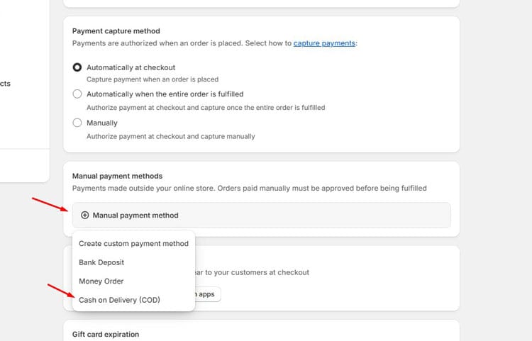 Click on Manual Payment  And search for COD