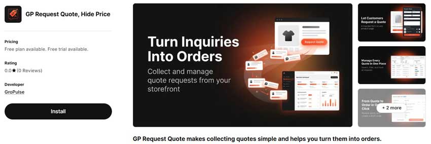 GP Request Quote, Hide Price