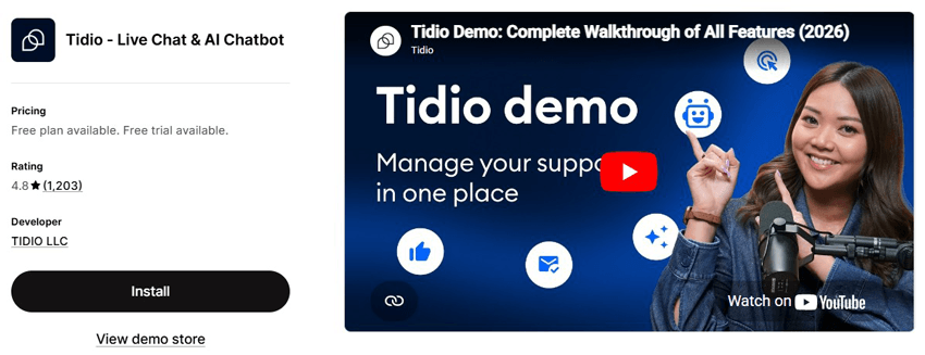 Tidio Shopify Apps